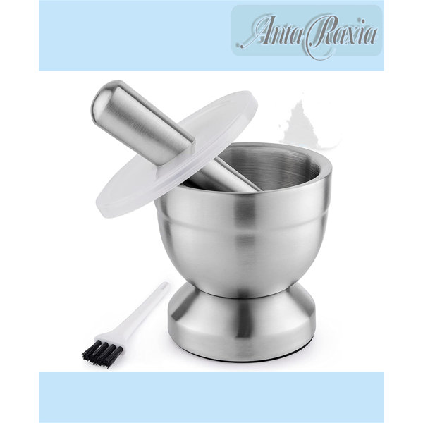 Anta Raxia Mortar And Pestle Set Small 1 Cup Pestle And Mortar With Protective Lid & Brush